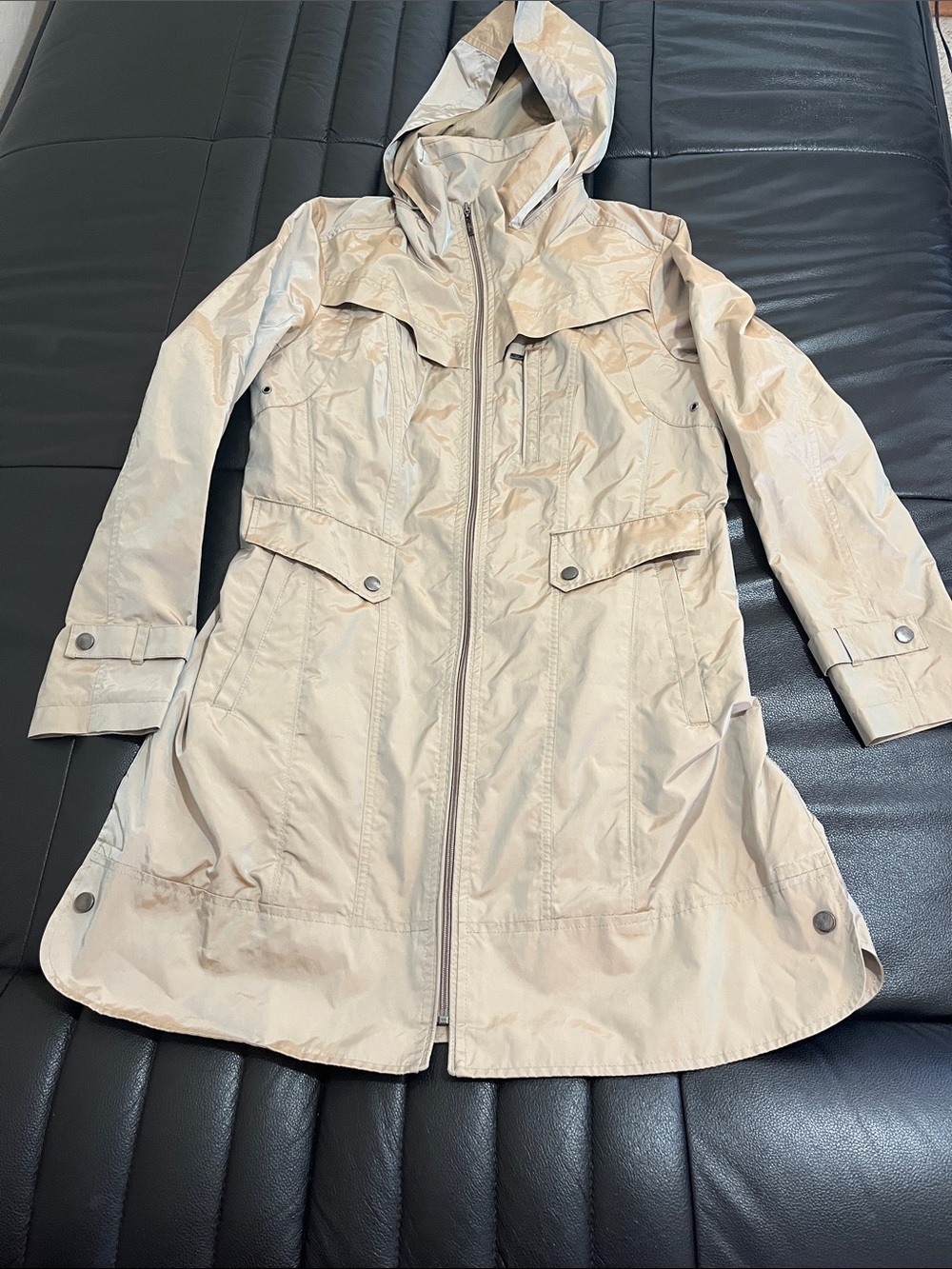 Cole Haan Light Beige Hooded Trench Coat